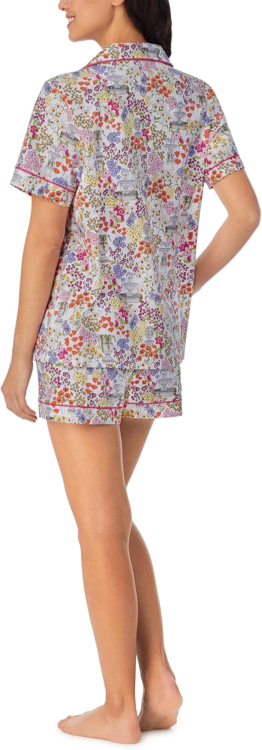 BedHead - Stretch Short Sleeve Shorty PJ Set - Fountain Garden - - Image 3