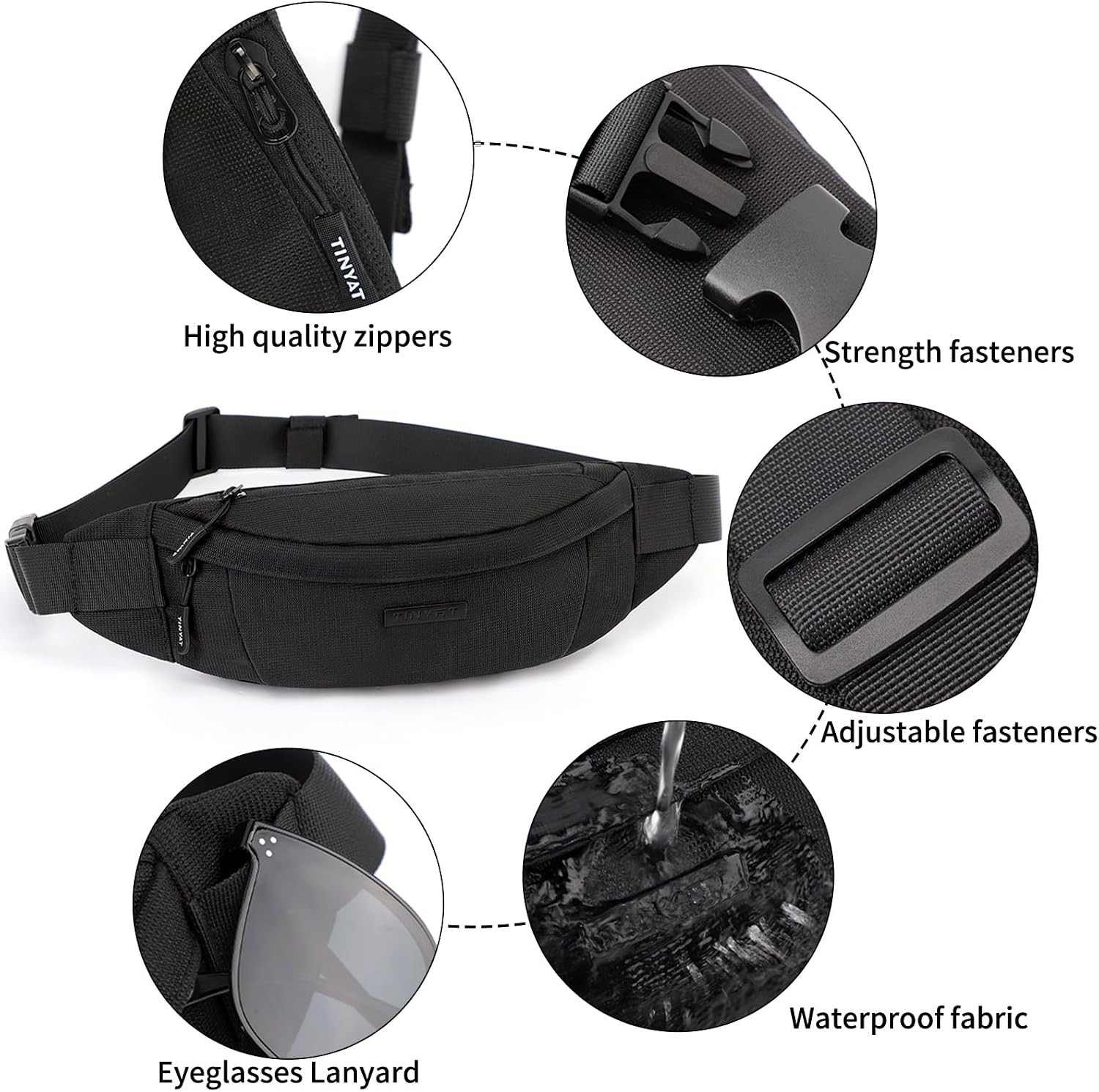 Travel Fanny Pack for Men Women Waist Bags Waterproof Crossbody Bag Lightweight Belt Bag Small Sling for Outdoor Hiking