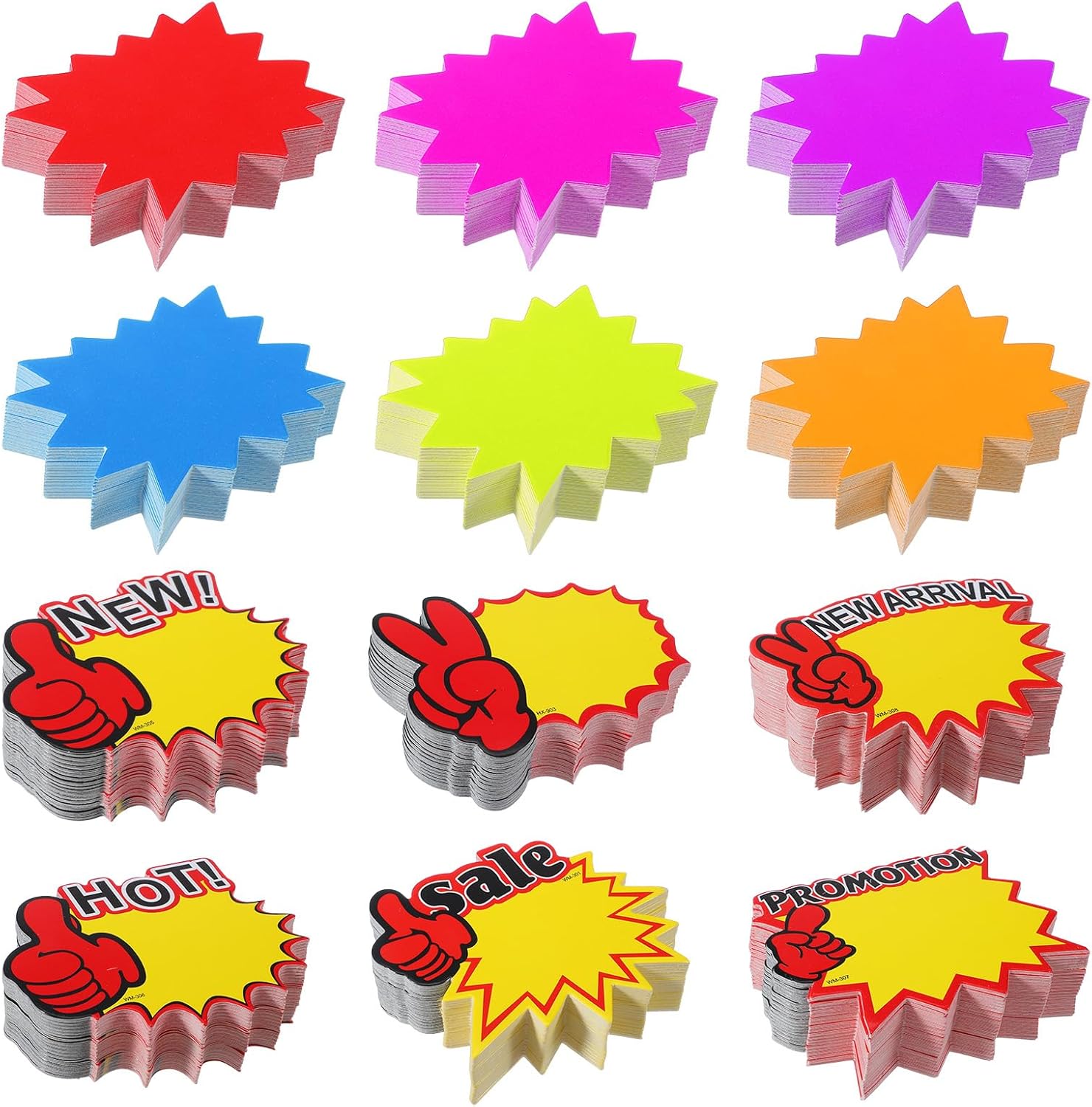 1500 Pieces Starburst Signs Sale Signs for Retail Store Fluorescent Price Tags Bulk Bright Star Blank Retail Labels for Bulletin Board Display