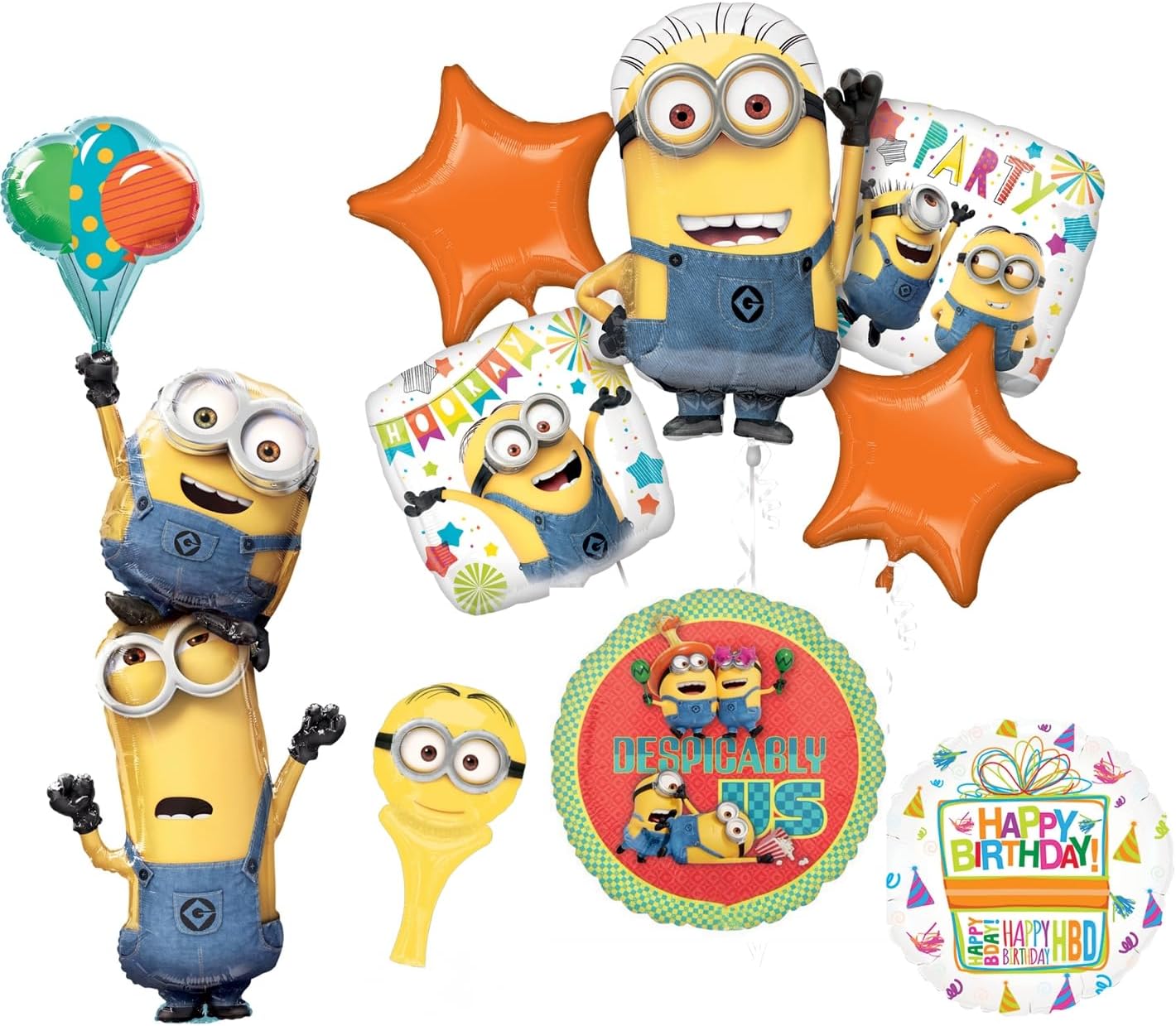 Anagram Descpicable Me Minions Stackers Birthday Party Supplies 9 pc Balloon Bouquet Decorations