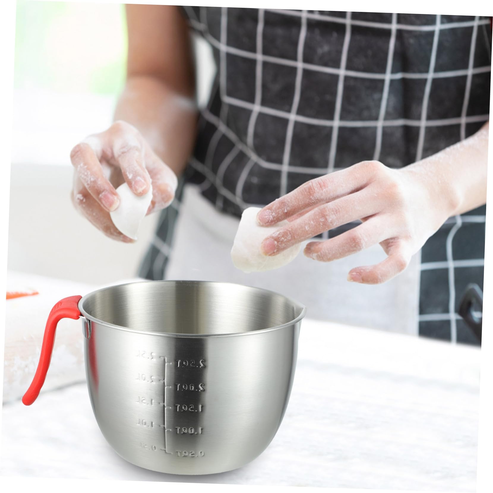 Ciotole per Mescolare in Acciaio Inossidabile 304 con Coperchio Ermetico e Manico, Multifunzionale per Montare Albumi, Impastare, Preparare Insalate e Conservare Alimenti in Cucina