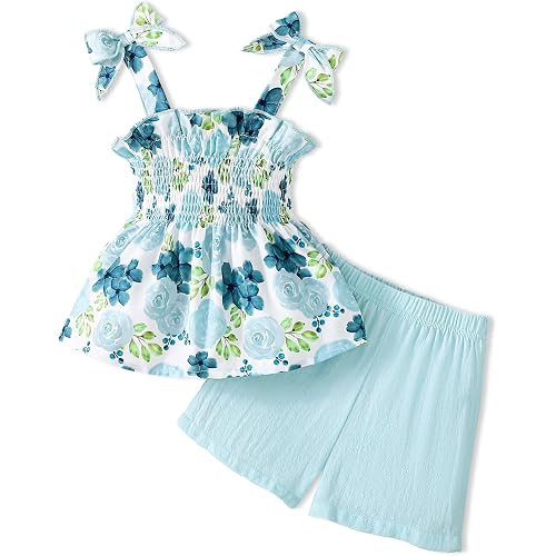 Toddler Girl Clothes Baby Outfit Straps Sleeveless Camisole Tank Top Shorts Kids Cute Summer Clothing Set