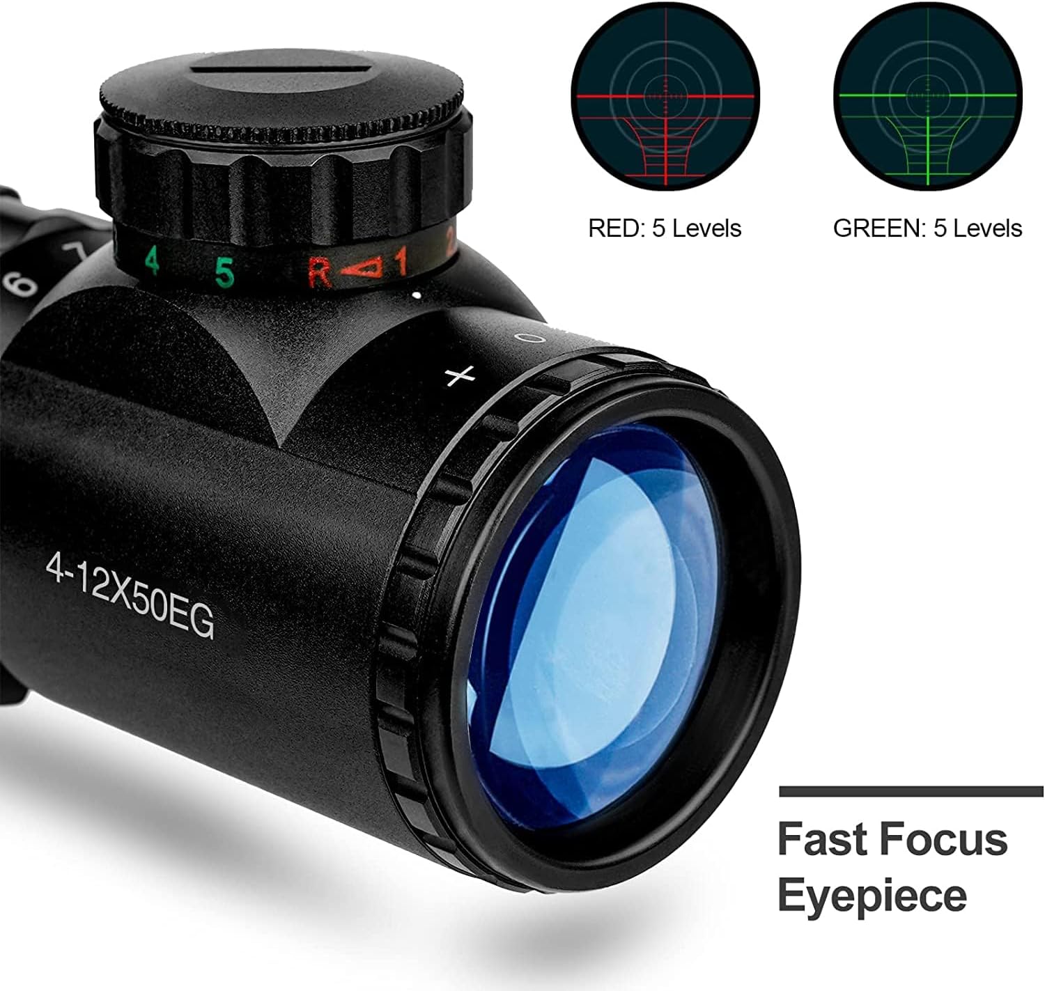 MidTen Riflescope Combo 4-12x50EG Dual Illuminated Optics & IIIA/2MW Laser Sight & 4 Holographic Reticle Red/Green Dot Sight & 20mm Scope Mount