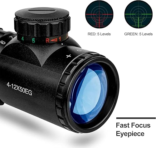 Miniatura 5 de MidTen Riflescope Combo 4-12x50EG Óptica Doble Iluminada & IIIA2MW Laser Sight & 4 Retícula holográfica RojoVerde Punto Mira y 0.787 in Montaje de