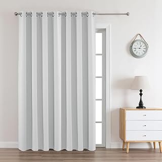 Joydeco White Curtains 90 Inches Long 1 Panel, Thermal Insulated Long Curtains& Drapes 1 Piece, Room Darkening Grommet Drapes for Living Room Bedroom Window (W70 x L90 Inch, Greyish White)