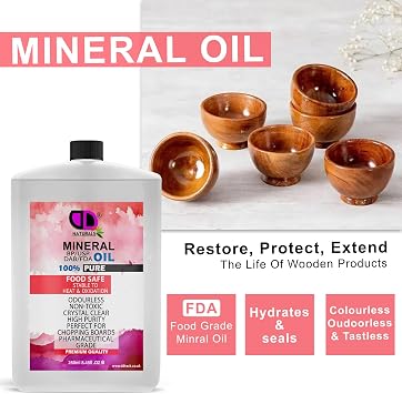 Food Grade Mineral Oil – Chopping Board & Butcher Block Conditioner for Cutting Boards, Wood, Bamboo & Countertops – Clear, Tasteless, Odourless Kitchen Board Oil (250ml Postal)