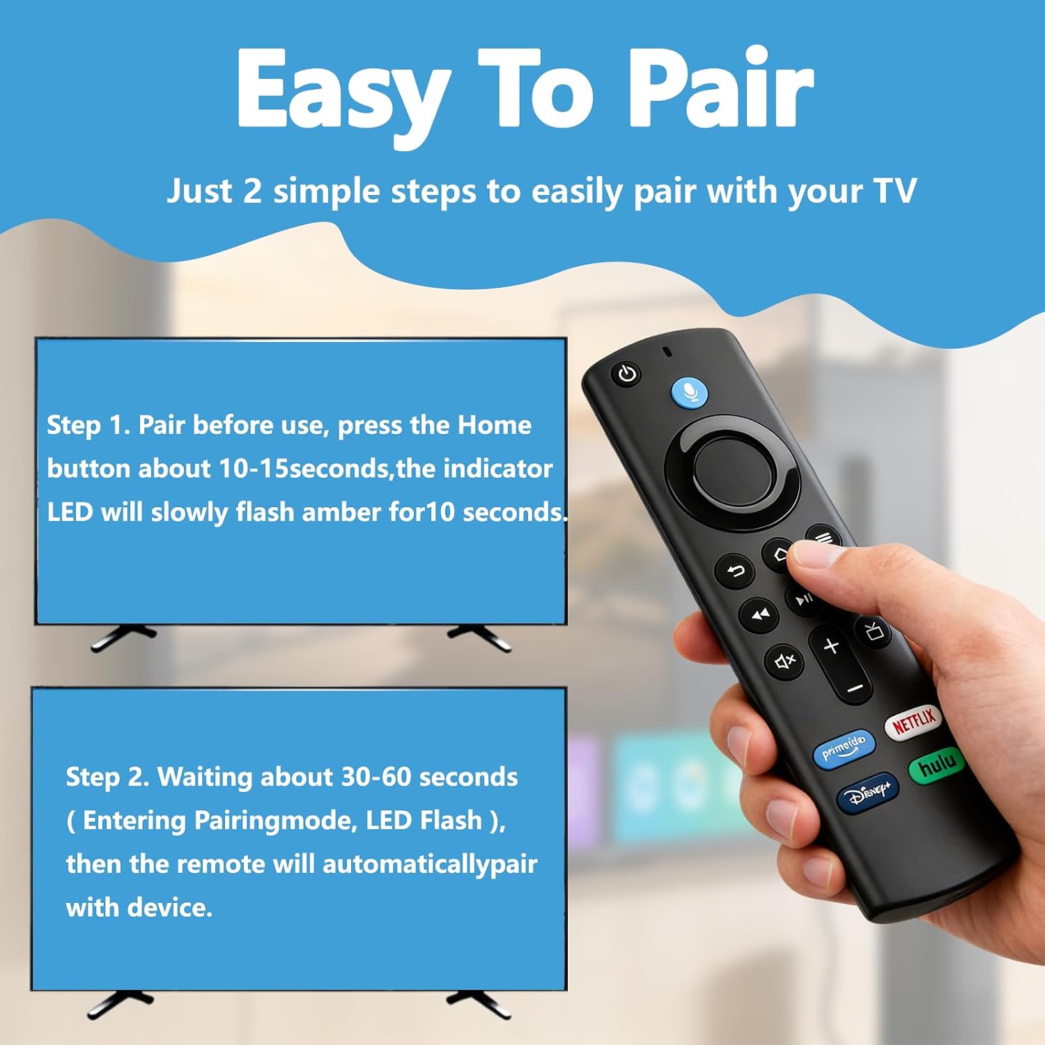 Replacement Voice Remote Control for Smart TV Stick(2nd/3rd Gen Lite/4K Max/Cube), TV Stick 4K(1st/2nd Gen), Smart TVs 3rd Gen, Not for Samsung-TV and Roku-TVs