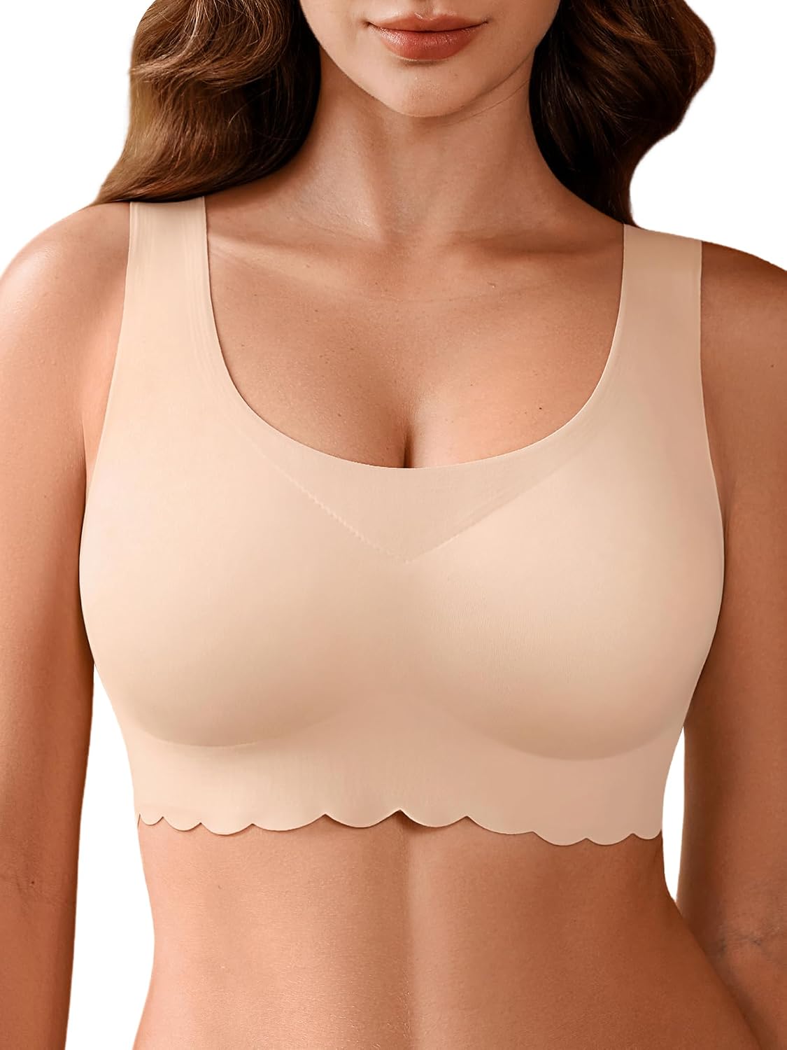 Wireless Pullover Bras for Women - S-3XL Seamless Full Coverage T-Shirt Bra - Comfy Removable Padded Sleep Bra No Underwire