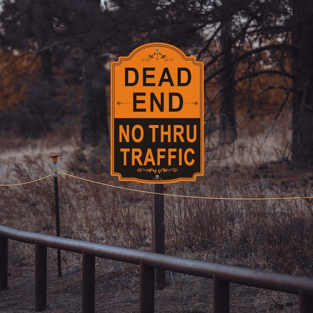 2 Pack Dead End No Thru Traffic Sign No Outlet No Turn Around No Through Traffic Signs Reflective Metal 18 x 12 Inches Reflective Metal UV Protected Weather Resistant Sturdy Rust Aluminum Waterproof