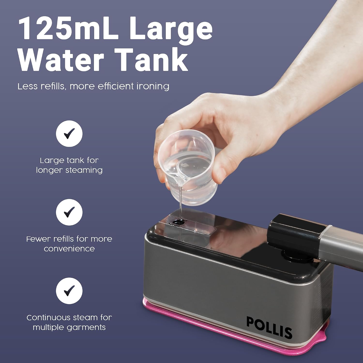 Portable Travel Iron and Steamer for Clothes, POLLIS 2-in-1 Mini Foldable Handheld Iron, Compact Steam Iron for Travel, Small Spaces, Dorms, Cruises