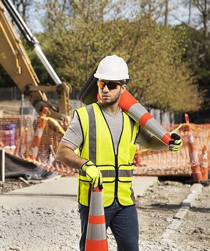 Safety Works High Visibility Ansi Class Ii Type R Breakaway Safety Vest, Five Point Breakaway, D-Ring Slot, One Size Fits Most, Yellow, (Sw46202-O) #TOP6