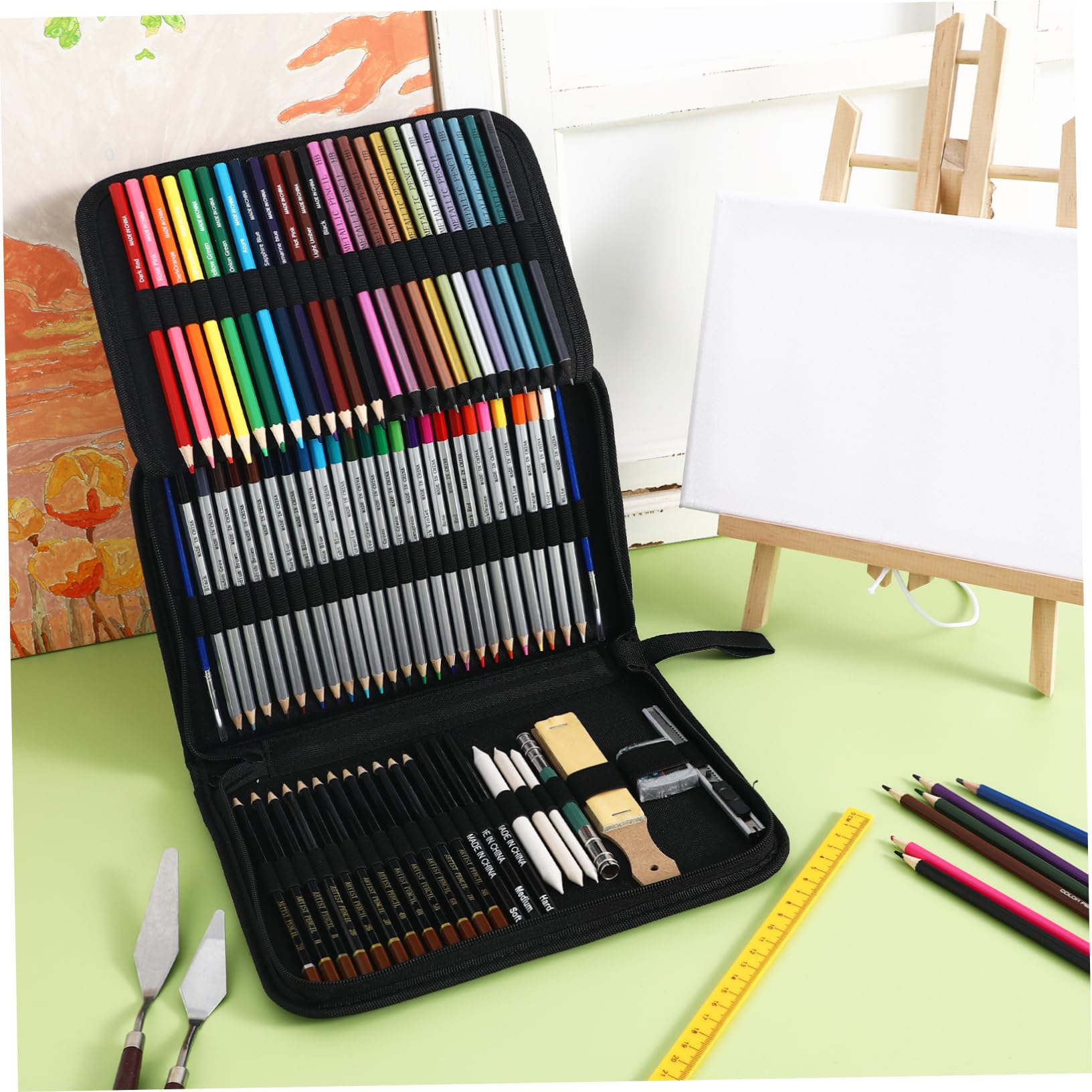 Ensemble de Crayons de Couleur 1 Set en Bois pour Dessin et Ombrage