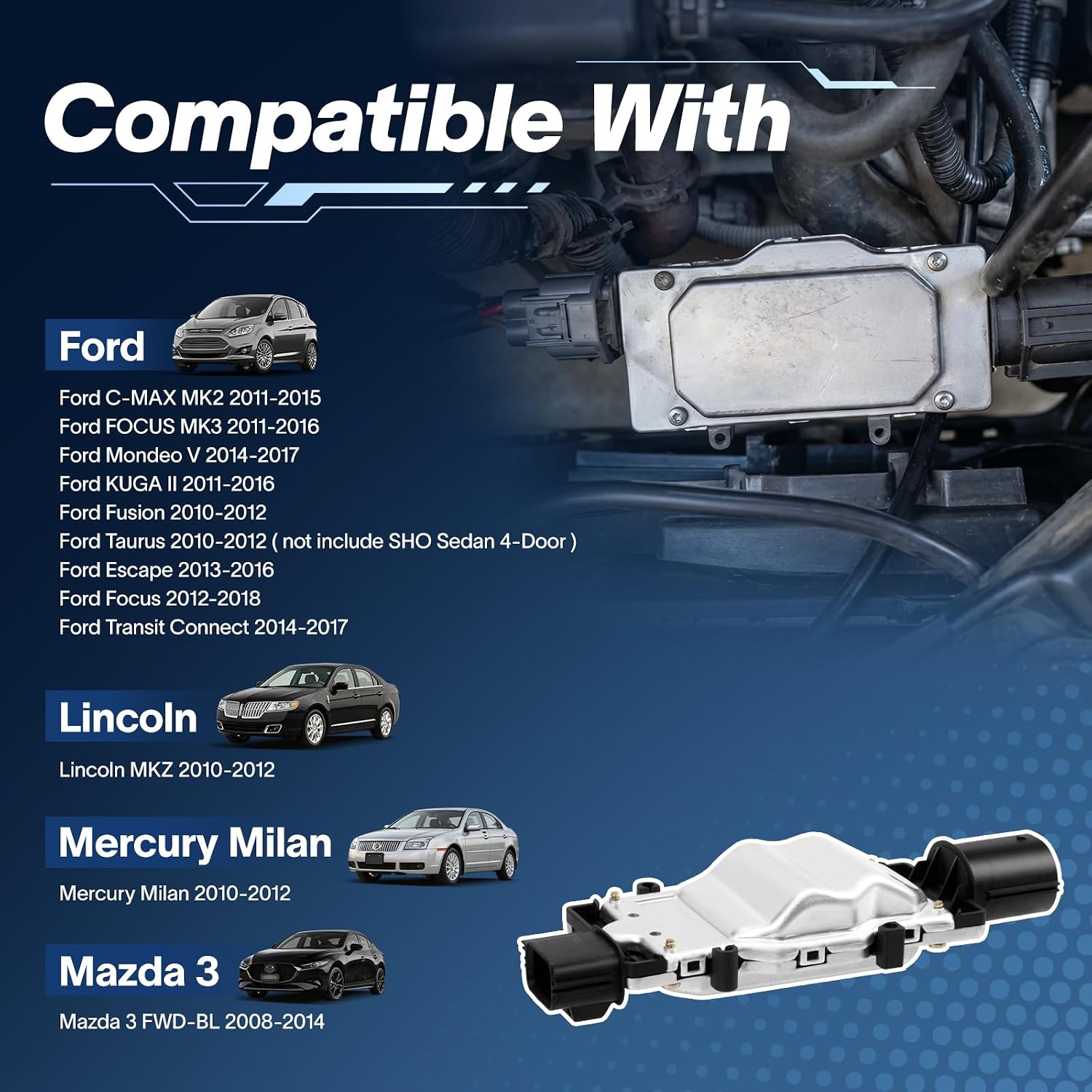 Engine Cooling Fan Control Module Compatible with Focus Escape Transit Fusion Lincoln MKZ Mercury Milan Volvo V40 OEM#1137328567,1137328464,8G138C609AB