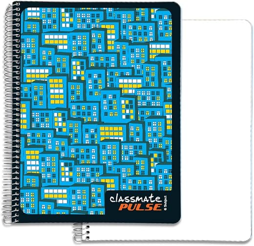 Classmate Pulse 6 Subject Notebook - Unruled, 300 Pages, Spiral Binding, 240mm*180mm