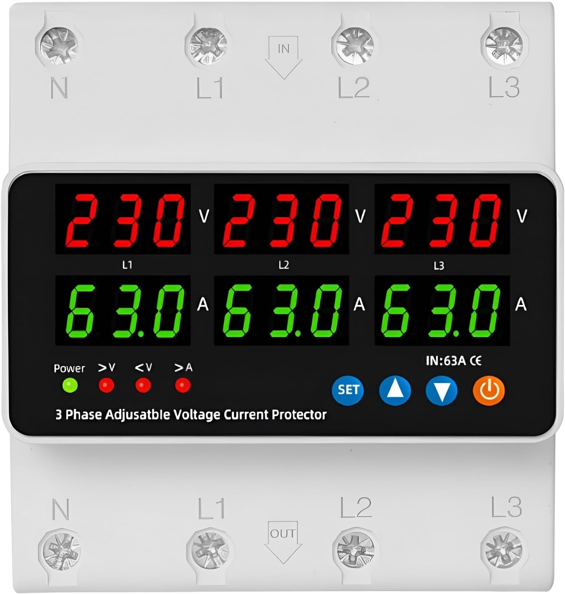 - XPR3SS Taxnele 3 Phase 100Amp Automatic Voltage And Current Protection Relay Voltmeter Adjustable Over Under Voltage Current Protection Voltage & Amp Meter Surge Protector Phase Unbalance Protection