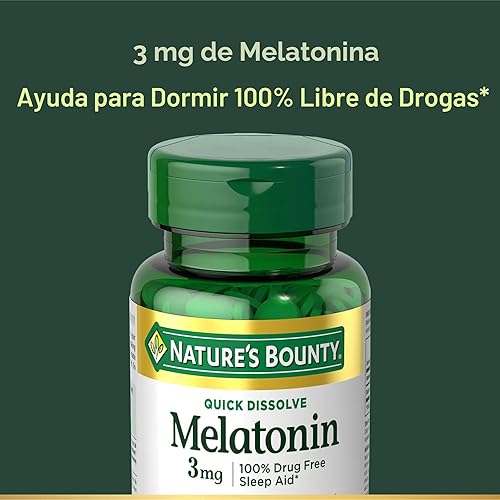Miniatura 3 de Nature's Bounty Melatonina 3 mg, 100% libre de drogas para adultos, ayuda a la relajación y el sueño, suplemento dietético, 240