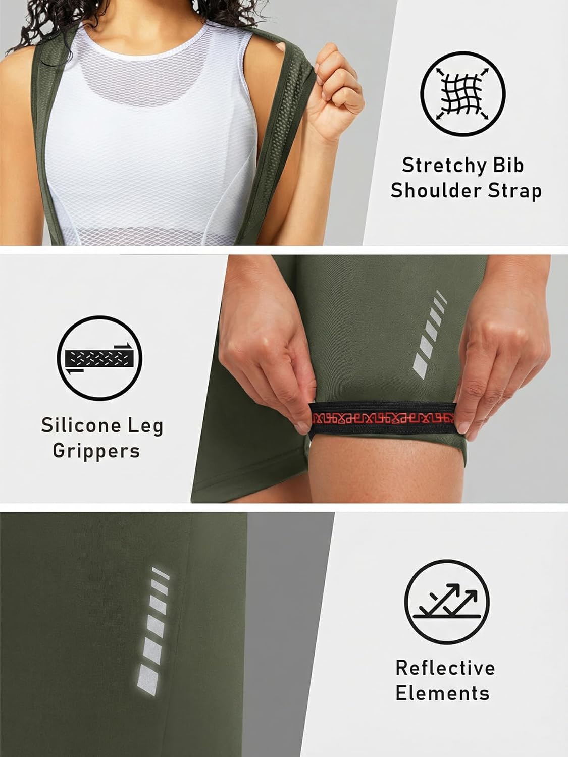 qualidyne Womens Cycling Bib Shorts, 4D Padded Chamois, 120kg/m3 High-Density Foam for Road Bike & Indoor Cycling - Image 5