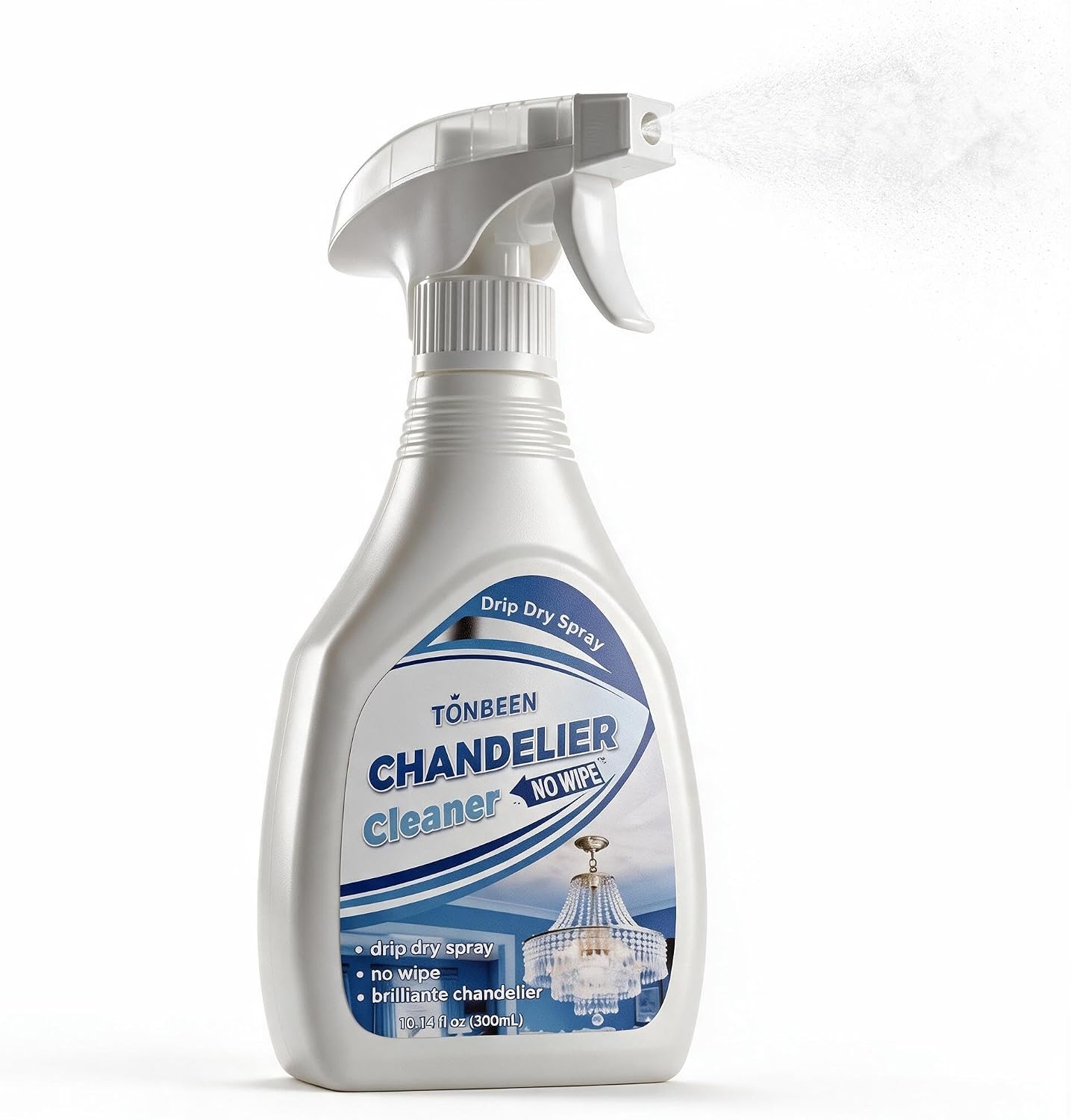 Crystal Glass & Acrylic Light Fixture Cleaner - No Scrub Chandelier Formula, Easy One-Step Fast Cleaning - 10 oz