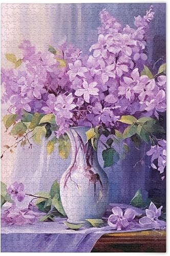 Purple Flower Jigsaw Puzzles 500 Pieces for Adults,Learning Educational Puzzles,Difficult and Challenge Families Toys with Mesh Storage Bag 2011817