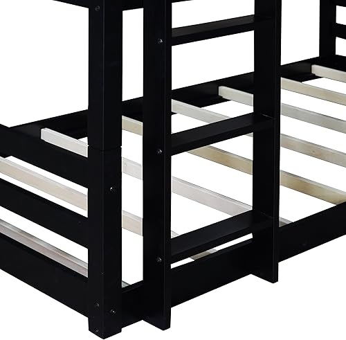 Miniatura 36 de Litera triple de metal, tamaño matrimonial XL sobre individual XL sobre tamaño Queen, elegante base de cama triple con seguridad garantizada para