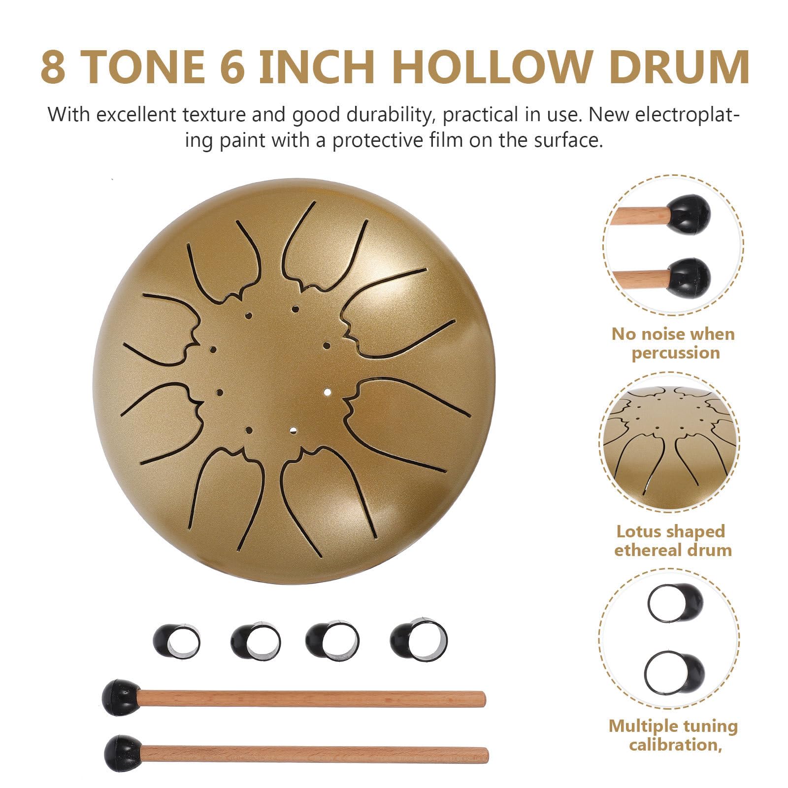 SUPVOX de Lengüeta Portátil de Instrumento de Percusión y Pulido Etéreos para Educación Musical y Relajación Color Dorado