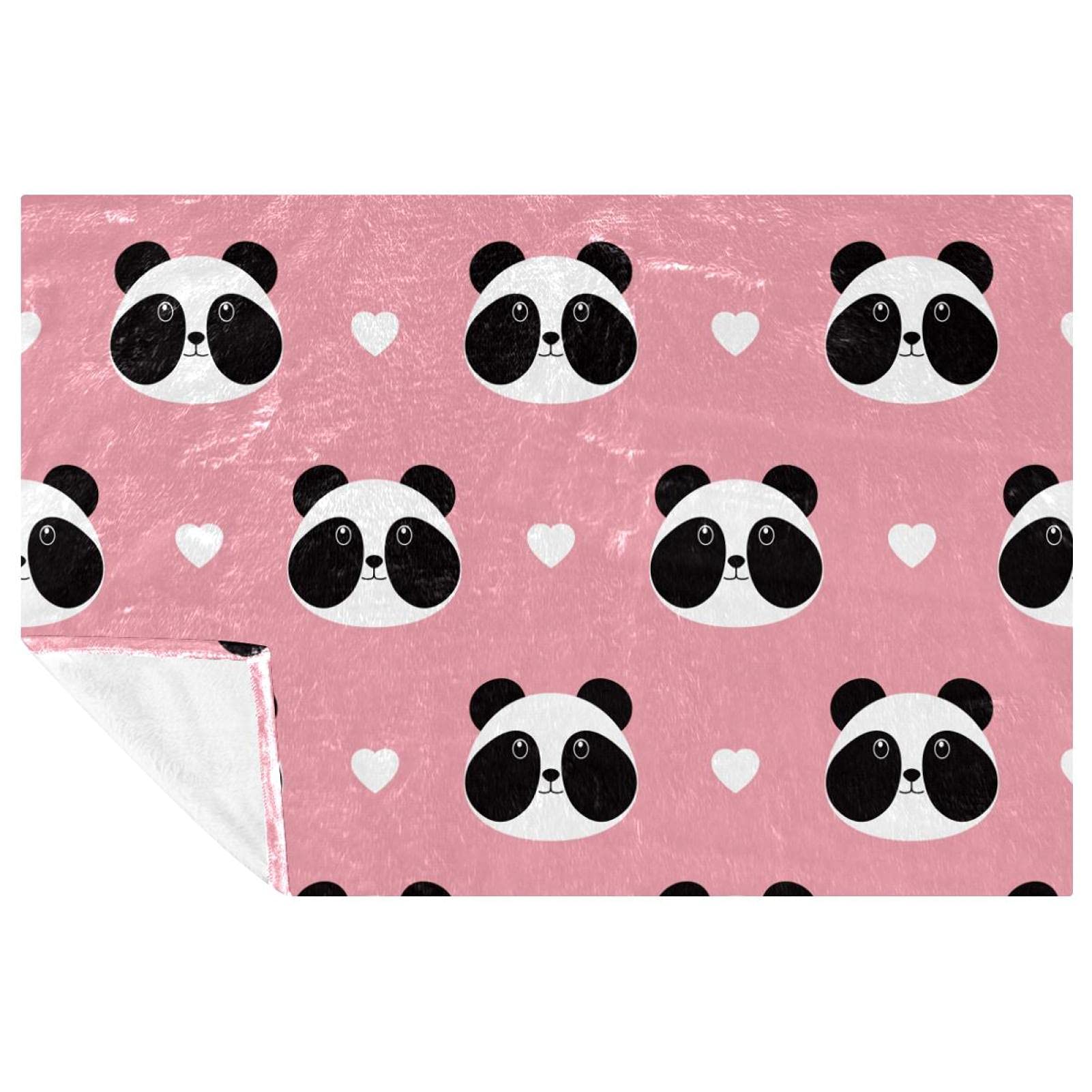 Couverture lit et canapé anti-froid Plaid panda rose doux chaud 150x100
