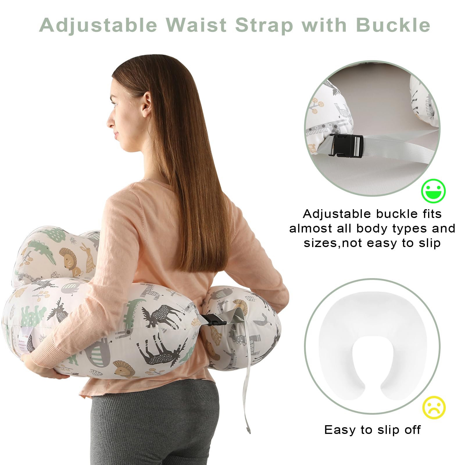 BATTOP Almohada de lactancia con funda extraíble, alimentación, lactancia materna, almohada de alimentación con biberón, almohada adicional en la parte superior para más apoyo para mamá y bebé, tamaño