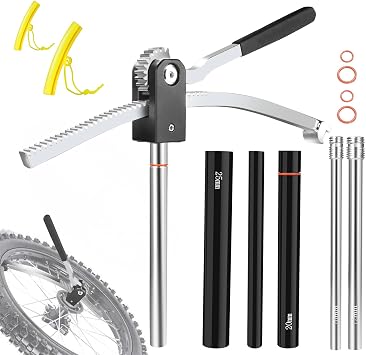 Dirt Bike Tire Changing Tool Kit Complete Package for Motocross, Enduro, Dirt Bikes 16"-21" Wheels, Includes 15/17/20/25mm Axles, Black