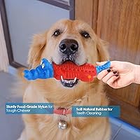 Vista 2 de petizer Juguetes para perros para masticadores agresivos, juguete masticable de dentición para perros, juguete masticable de nailon de goma
