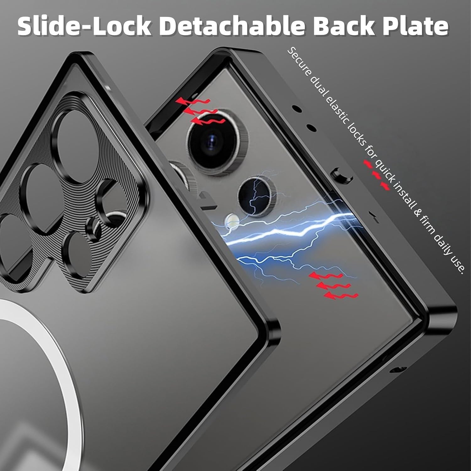 Metal Case for Samsung Galaxy S25/S25+ (S25 Plus)/S25 Ultra, Slim Aluminum Alloy Frame with Matte Frosted Back, Magnetic Wireless Charging Support & Slide-Lock Detachable Cover(Silver,S25)