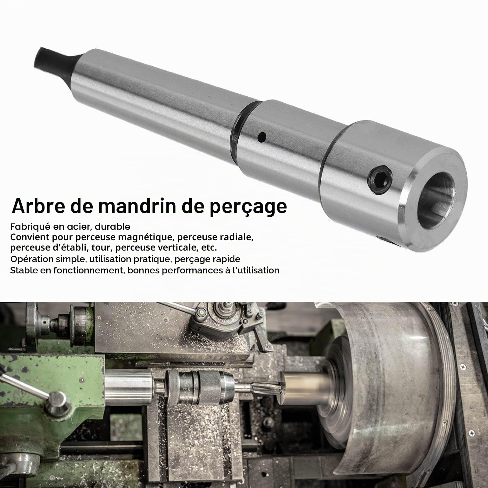 Arbre de coupe annulaire, tige Weldon MT3 à 3/4", adaptateur d'extension de perceuse à colonne (cône Morse 3) pour perceuse magnétique/radiale/banc/tour/verticale