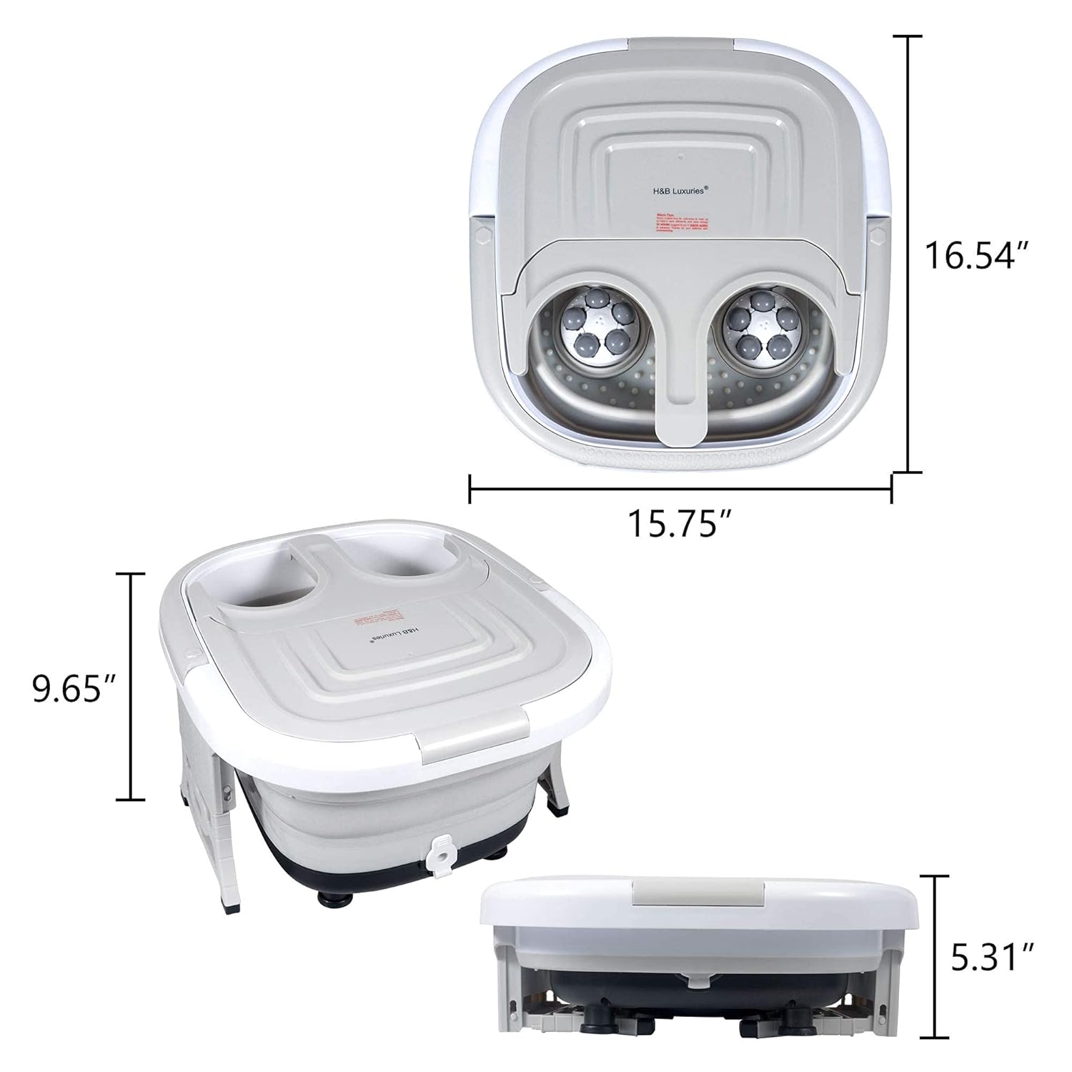 H&B Luxuries Foot Spa/Bath Massager Collapsible 6 in 1,Heating, Bubble, Electric Massage Shaft, Vibration, Timing&Temperature Setting, Infrared Light, Independent Remote Control, Folding Feet Bath : Beauty & Personal Care