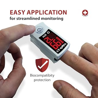 Finger Pulse Oximeter - CE Medical Device Certified, Easy-to-Read Colour Screen Blood Oxygen Monitor, Finger Oxygen Saturation Monitor for Accurate Readings