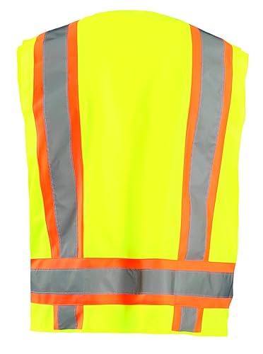 Miniatura 2 de OccuNomix ECO-ATRANS-YM - Chaleco de seguridad para topógrafo con cremallera de dos tonos y alto valor de visibilidad, clase 2, 100% poliéster ANSI,