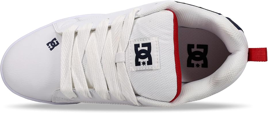 حذاء رياضي رجالي من DC Shoes Court Graffik، أبيض وأحمر داكن، مقاس 10.5 للرجال