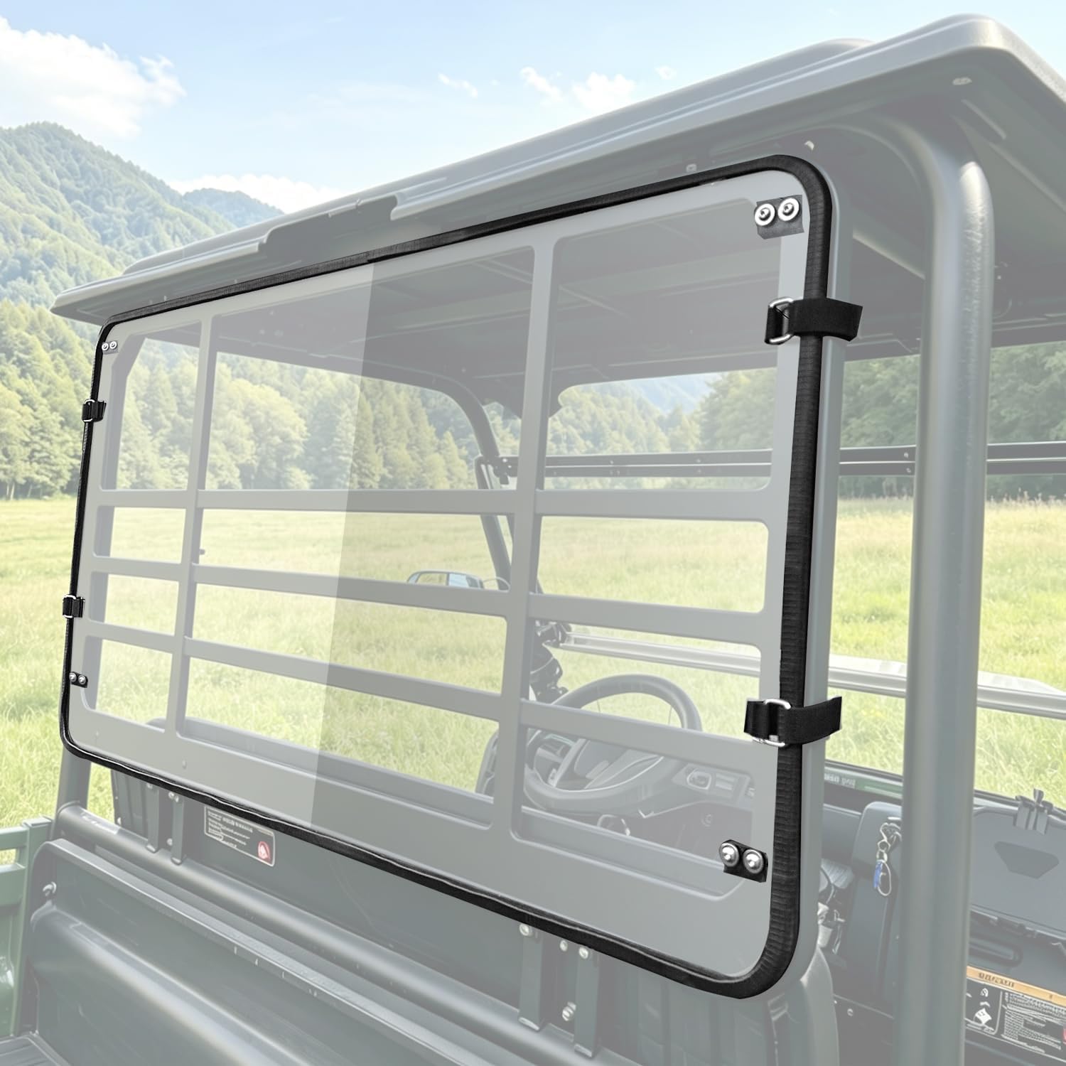 Rear Windshield for Mule 4000 4010, 1/5" Thick One-piece Rear Window Clear Back Window with Noise Strip Compatible with Kawasaki Mule 4000 4010 2009-2026 Accessories