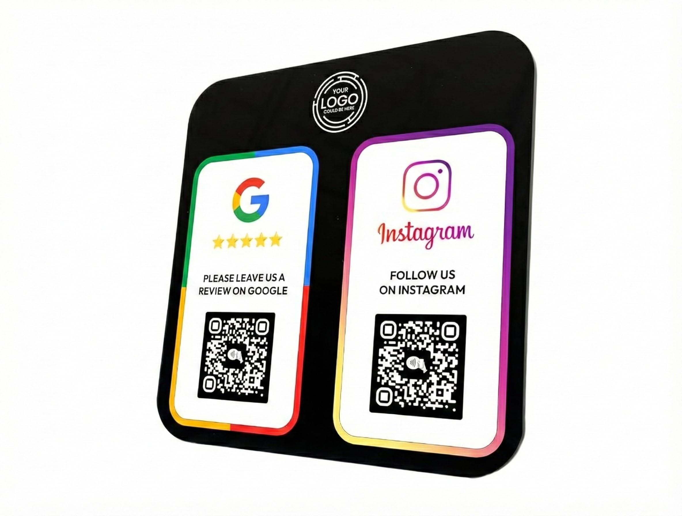 Multi QR Code Review Us on Plaque - Double QR Sign and NFC Review