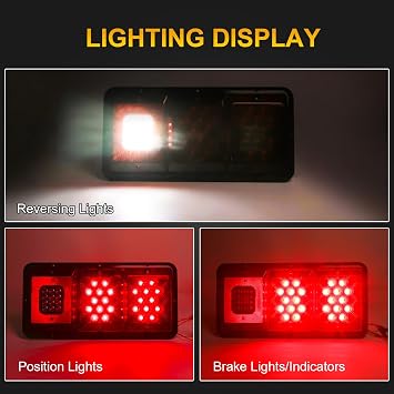 2Pcs Triple Tail Lights 36 LED, Rectangle Vertical or Horizontal Mount Waterproof Trailer Camper RV Tail Lights Stop Turn Tail Backup Reverse Lights Taillights