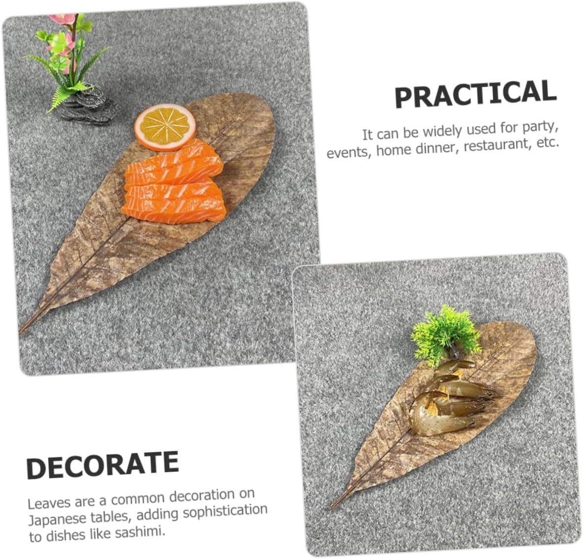 20pcs Dried Poplar Leaf Pad Leaf Decoration for Sushi Sashimi Plate DIY Food Photography Props