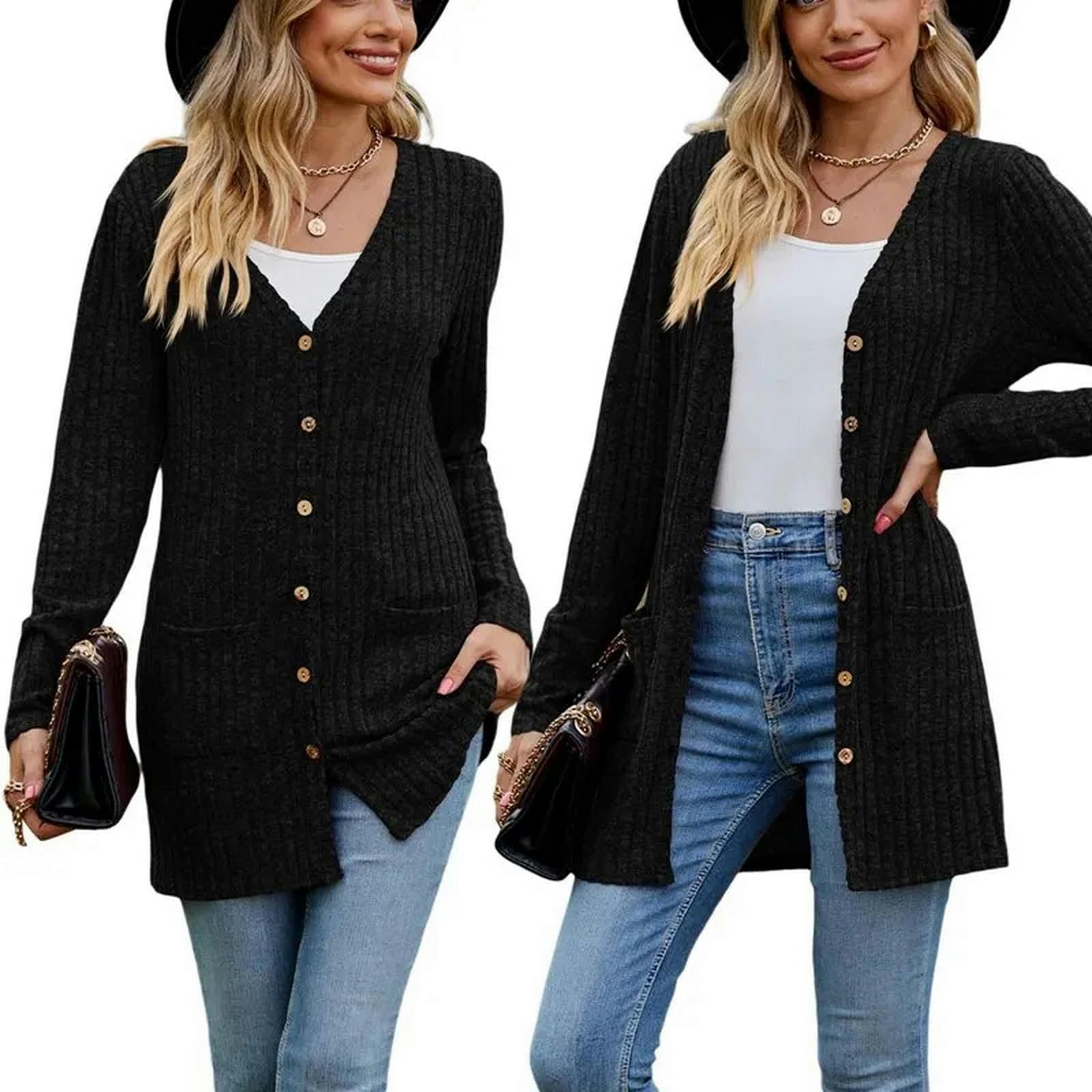 Sweter Moda Moda Kobiety V-neeck Cardigan Jednolity Kolor Riba Z Długim Rękawem Jesienna Wiosna