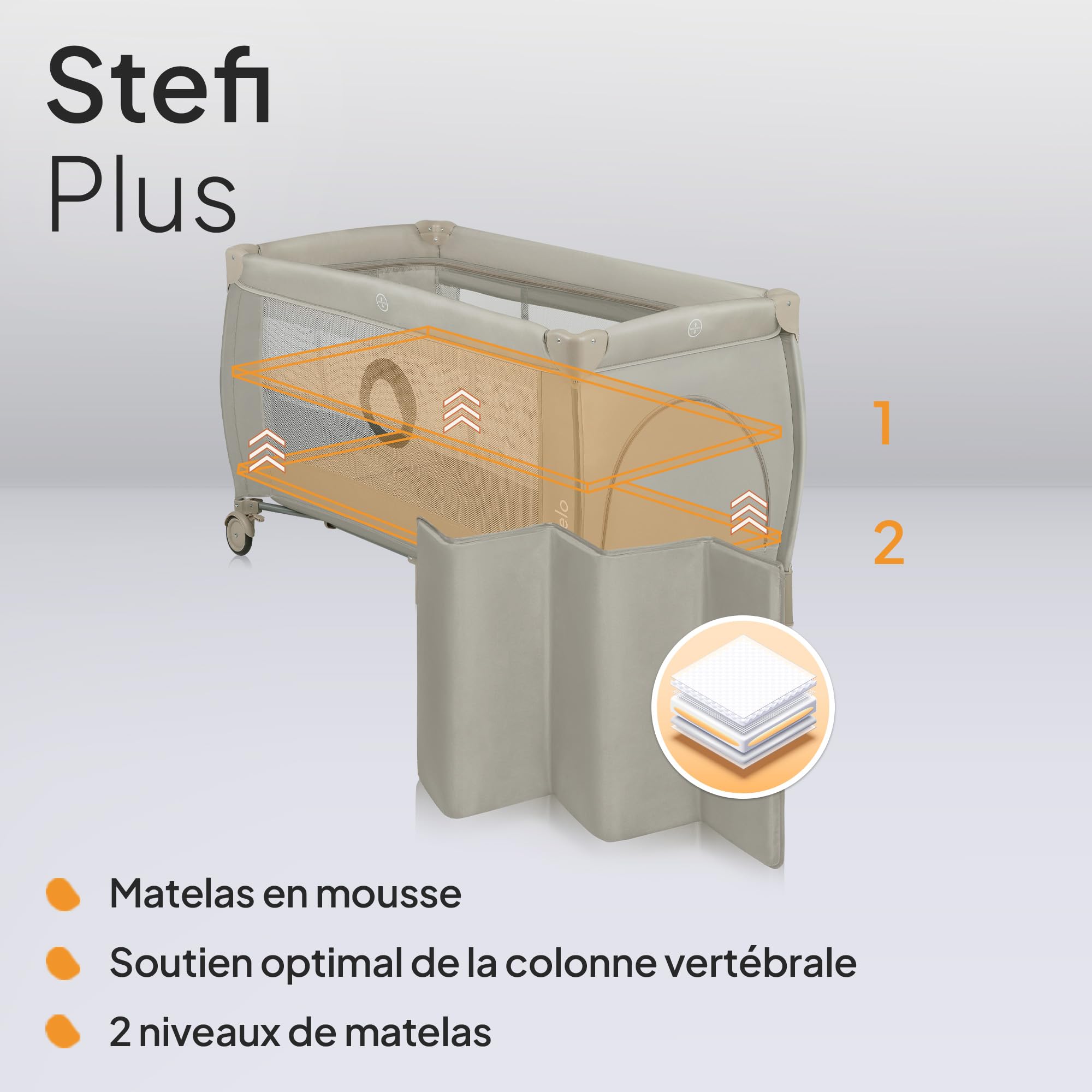 LIONELO Stefi lit bebe bebe LockGuard 15 kg entrée latérale pliage rapide sac de transport Beige