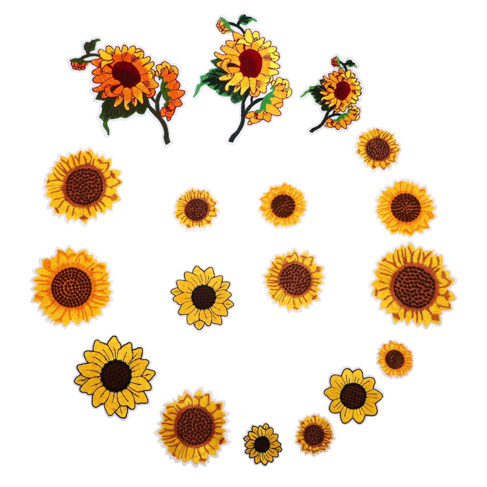 SHINEOFI 3 Sets Sonnenblumen Stickerei Bügelflicken Pailletten Kleider Stoffflicken Flicken Für Kleidung Bestickte Fat Quarters Stoffbündel Nähaufkleber Flicken Für Jacken Hüte