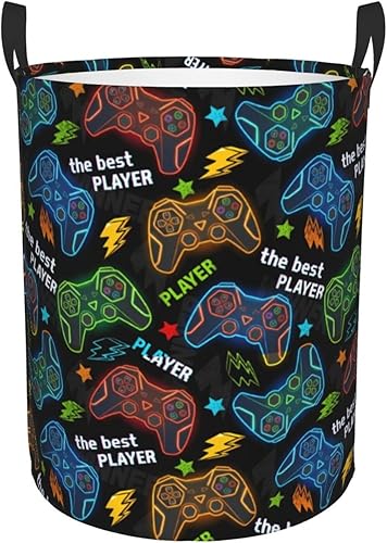 Cesta redonda para ropa sucia para videojuegos, cesta de almacenamiento para juguetes, organizador de ropa, para el hogar, baño, dormitorio,