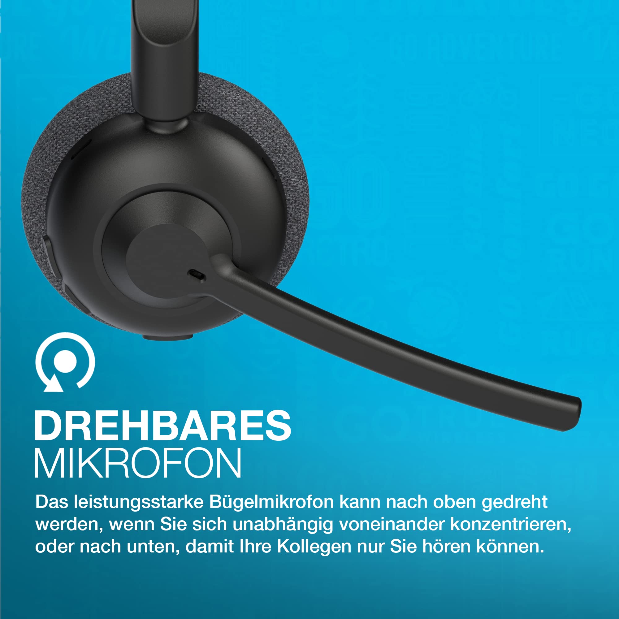 JLab Go Work Pop Wireless Headset mit Mikrofon - Bluetooth On Ear, Schwarz