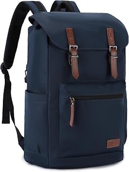 VASCHY Backpack for Men, Water Resistant High School Backpack Travel Carry-on Anti-theft Casual Daypack for Work Business Hiking Navy