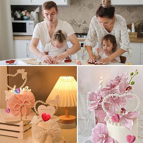 Miniatura 5 de BASEMMAHER Paquete de 4 moldes de silicona con forma de corazón de diamante, molde de chocolate en forma de corazón 3D para hacer pastel de