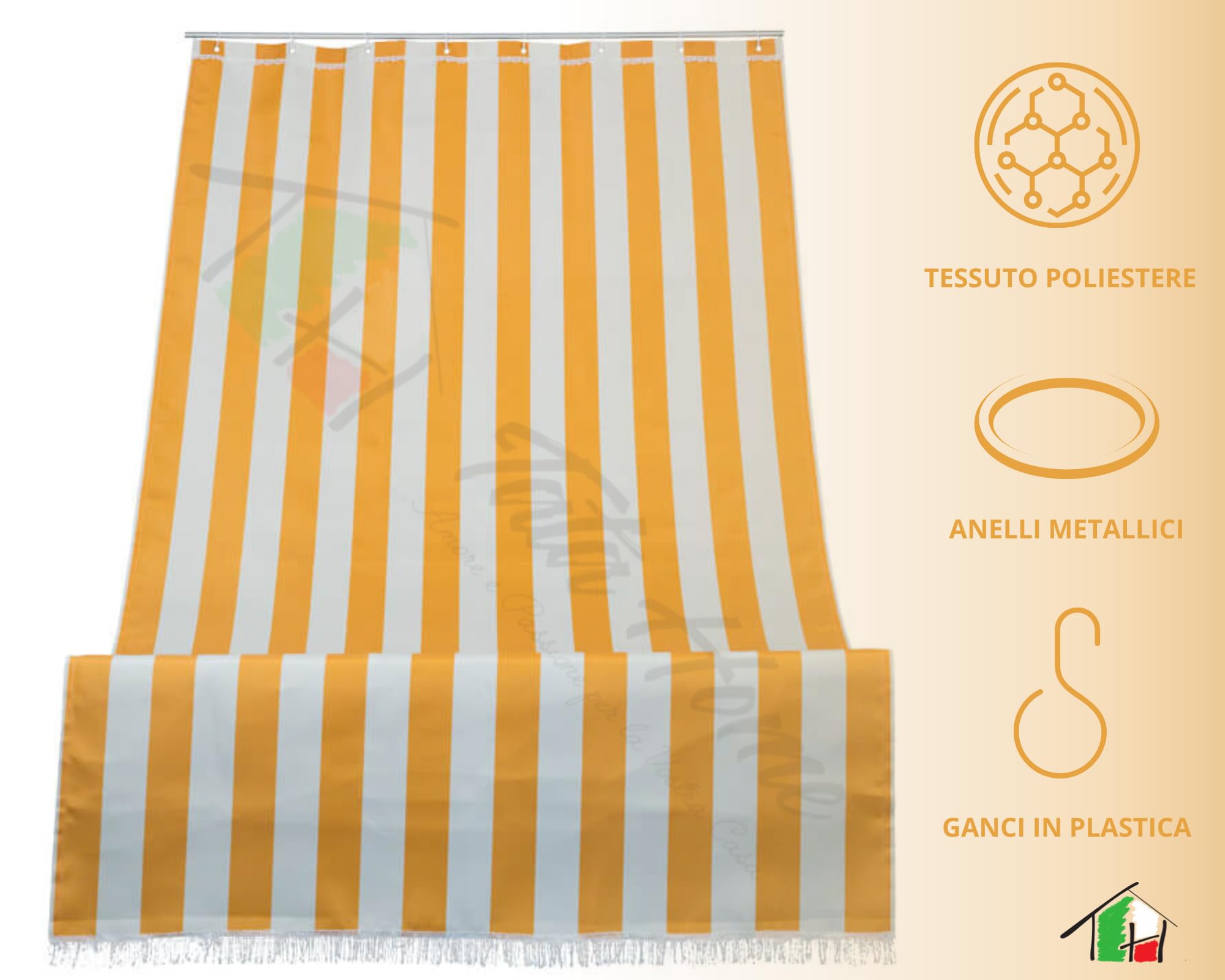 Tenda Da Sole Per Balcone 280x300 Cm - Marrone - 100% Poliestere Con Kit Anelli E Pizzo Macramé - 3