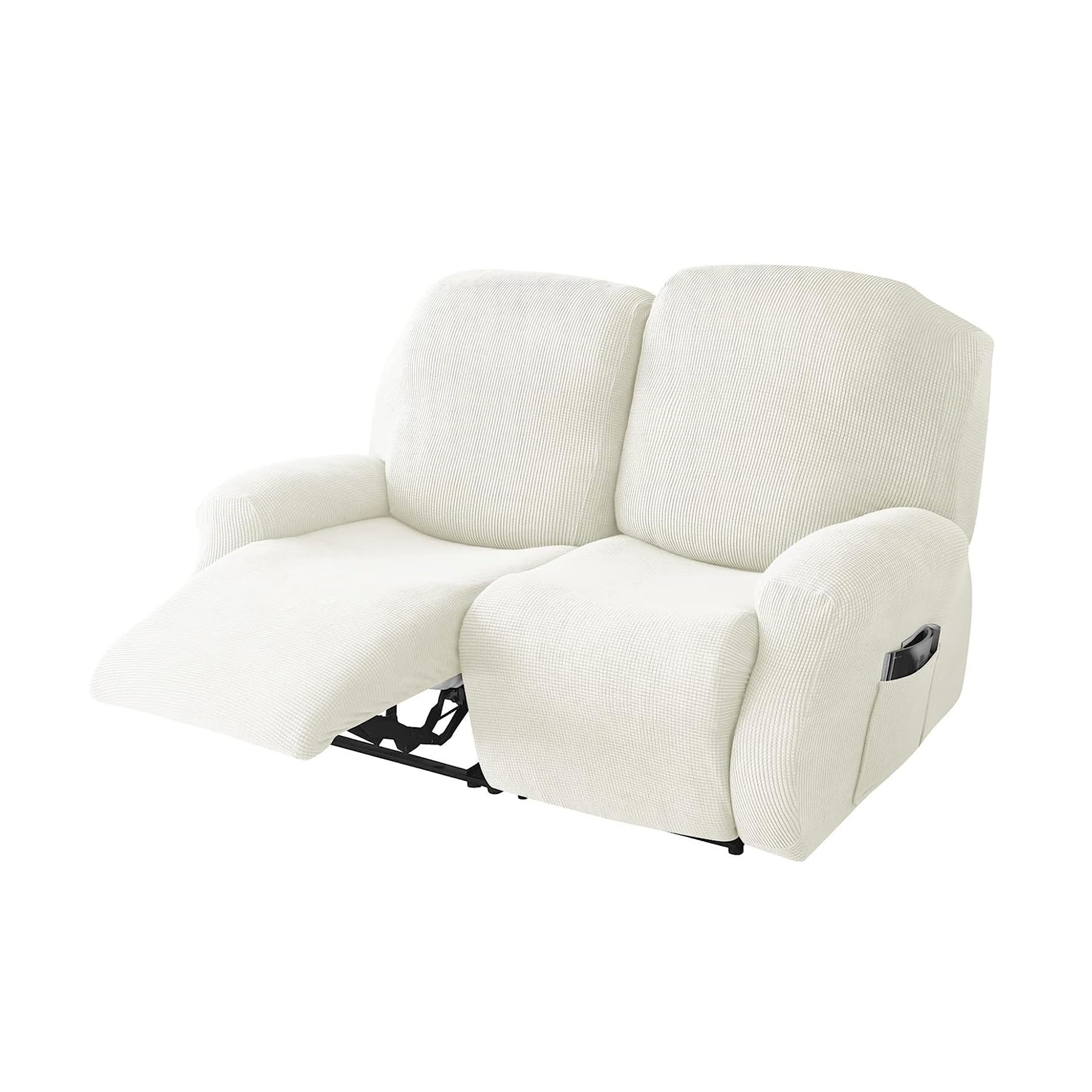 DEZYPZAM Funda de Sillón Relax Elástica Jacquard 1 2 3 Plazas Fundas de Sofá Reclinables Cubre Sofá Completo Cubiertas Protector para Sillón Reclinable Antideslizante (Blanco,2 Plazas)