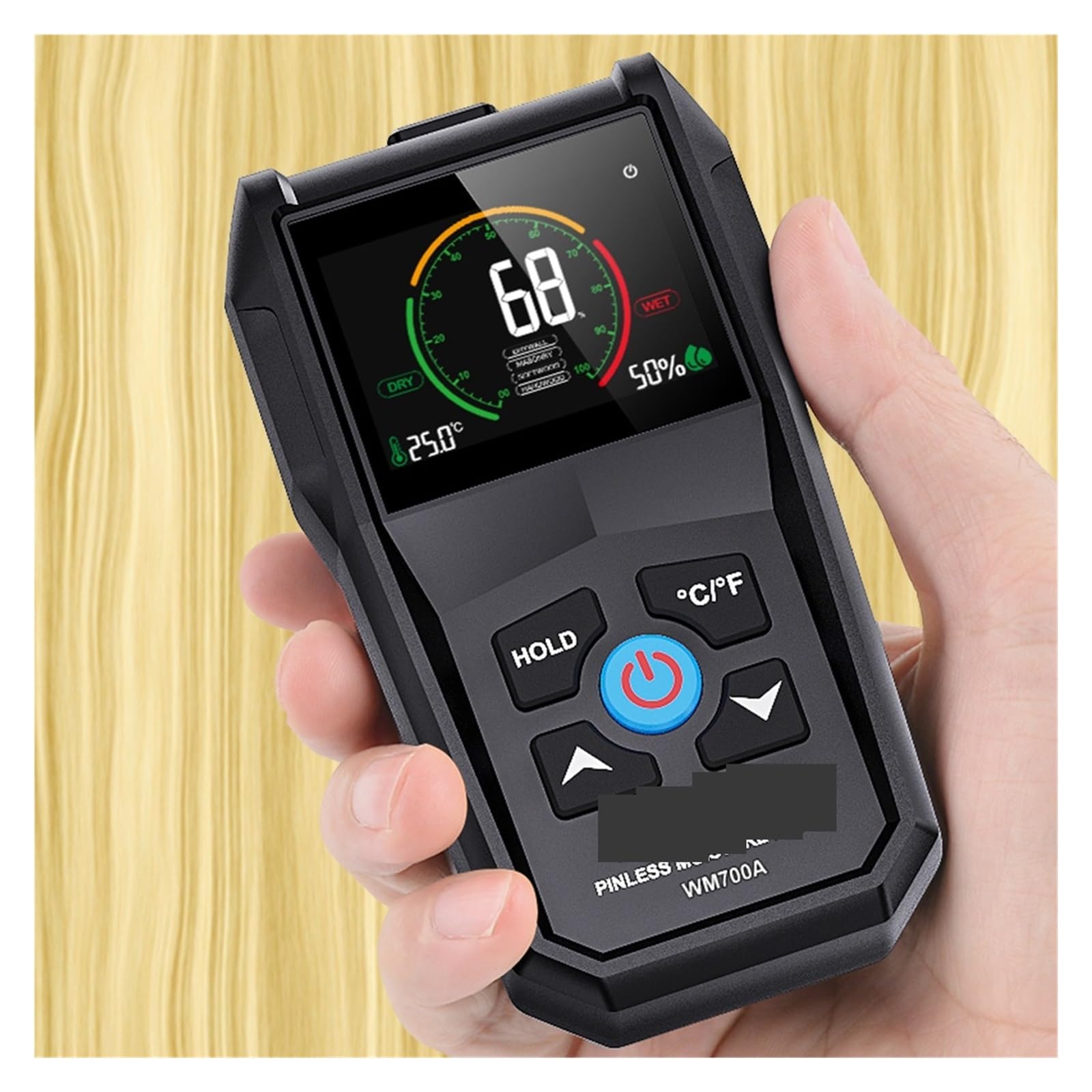 Feuchtigkeitsmesser, digitaler Umgebungsfeuchtigkeitstester, Holzfeuchtigkeitsdetektor mit Kalibrierungsfunktion, Hygrometer Holz Bauholz