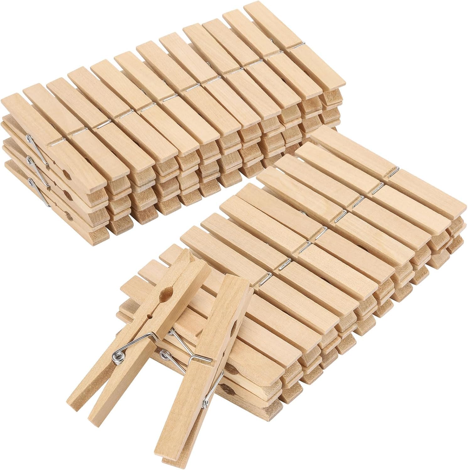 Magna Retail Brown Bamboo Pegs - Pack Of 100 | Strong Wooden Clothes Pegs For Washing Line | Wooden Peg For Arts Crafts & Hanging Photos | Strong Laundry Washing Pegs | 9.5Cm Laundry Pegs (Large)